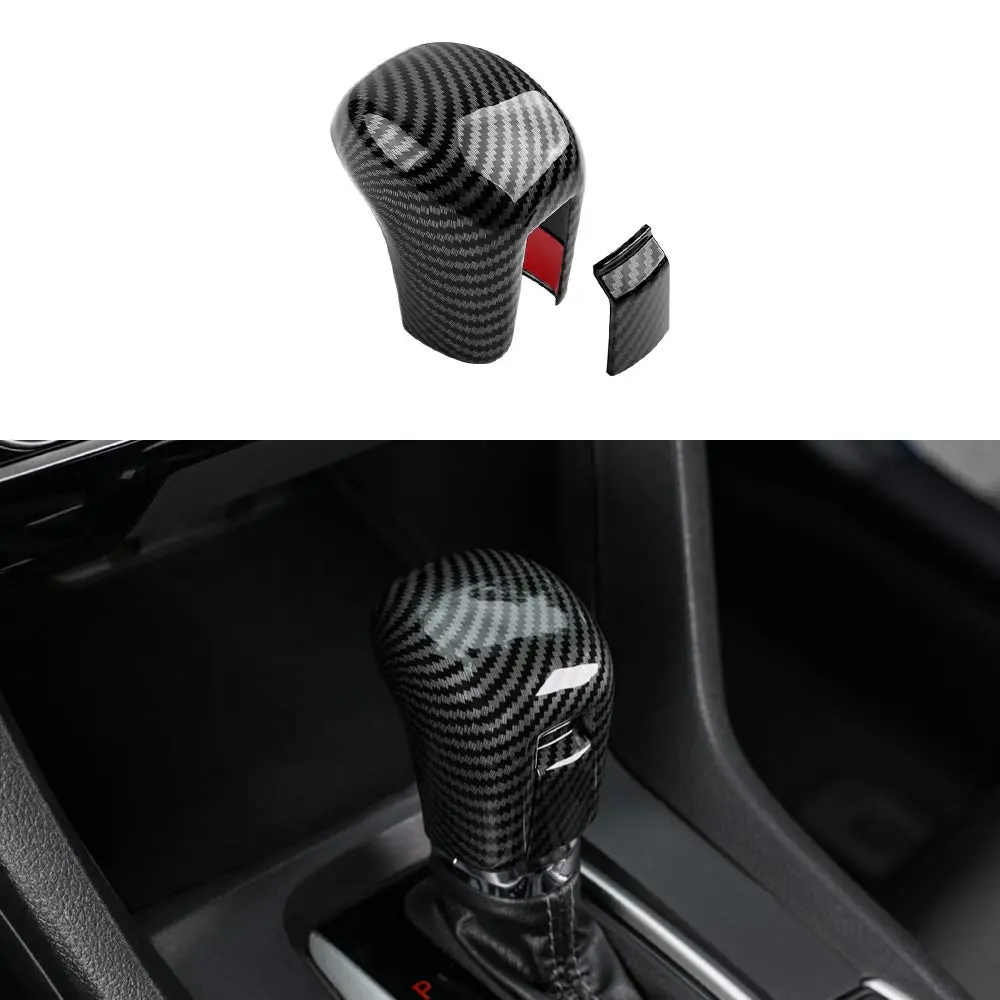 Thenice CVT Gear Shifting Knob Cover for Honda Civic 2016-2021 | Carbon Fiber Style, Easy Install - main product image