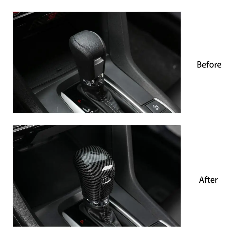 Thenice CVT Gear Shifting Knob Cover for Honda Civic 2016-2021 | Carbon Fiber Style, Easy Install - view 8