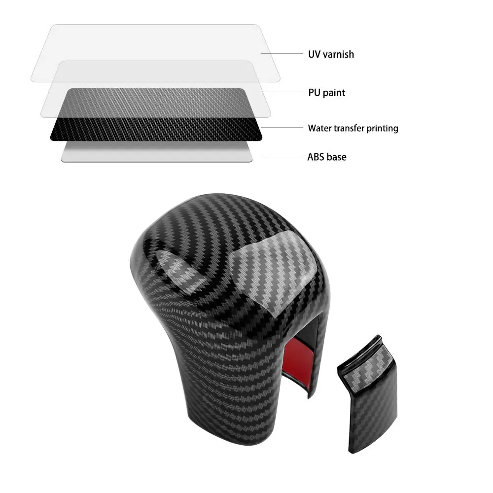 Thenice CVT Gear Shifting Knob Cover for Honda Civic 2016-2021 | Carbon Fiber Style, Easy Install - view 2