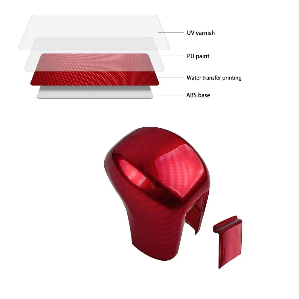 Thenice CVT Gear Shifting Knob Cover for Honda Civic 2016-2021 | Red Carbon Fiber Finish - view 2