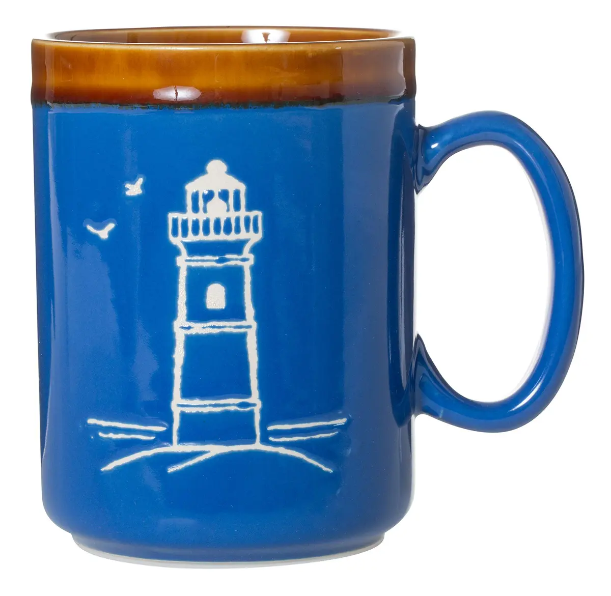 Cape Shore Hand Glazed Mug - Lighthouse | 18oz Blue Ceramic Coffee Cup with Nautical Design - main product image