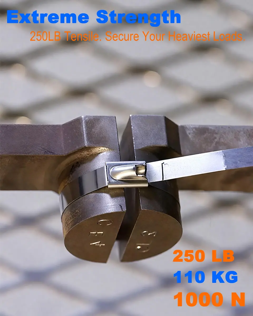 ZOOSUNX Metal Zip Ties 11.8 Inch | Heavy Duty Stainless Steel, 198 lbs Tensile Strength, Heat Resistant - for Auto & Industrial Use - view 5