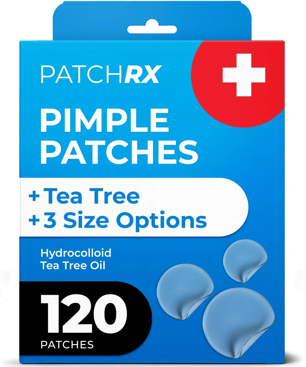 PatchRx Pimple Patches Hydrocolloid with Tea Tree Oil 120 Patches | Fast Acne Spot Relief for Face - main product image