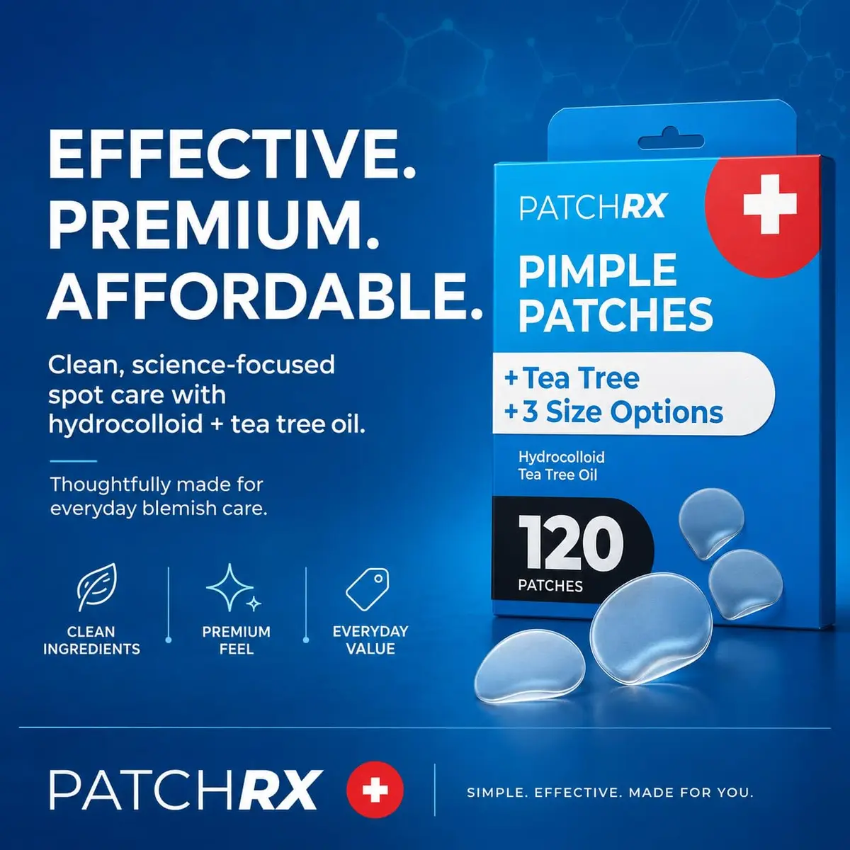 PatchRx Pimple Patches Hydrocolloid with Tea Tree Oil 120 Patches | Fast Acne Spot Relief for Face - view 9