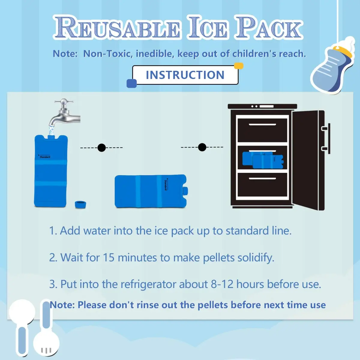 Teamoy Breastmilk Ice Pack (Pack of 2, Large) | BPA-Free Polypropylene for Working Moms - view 3