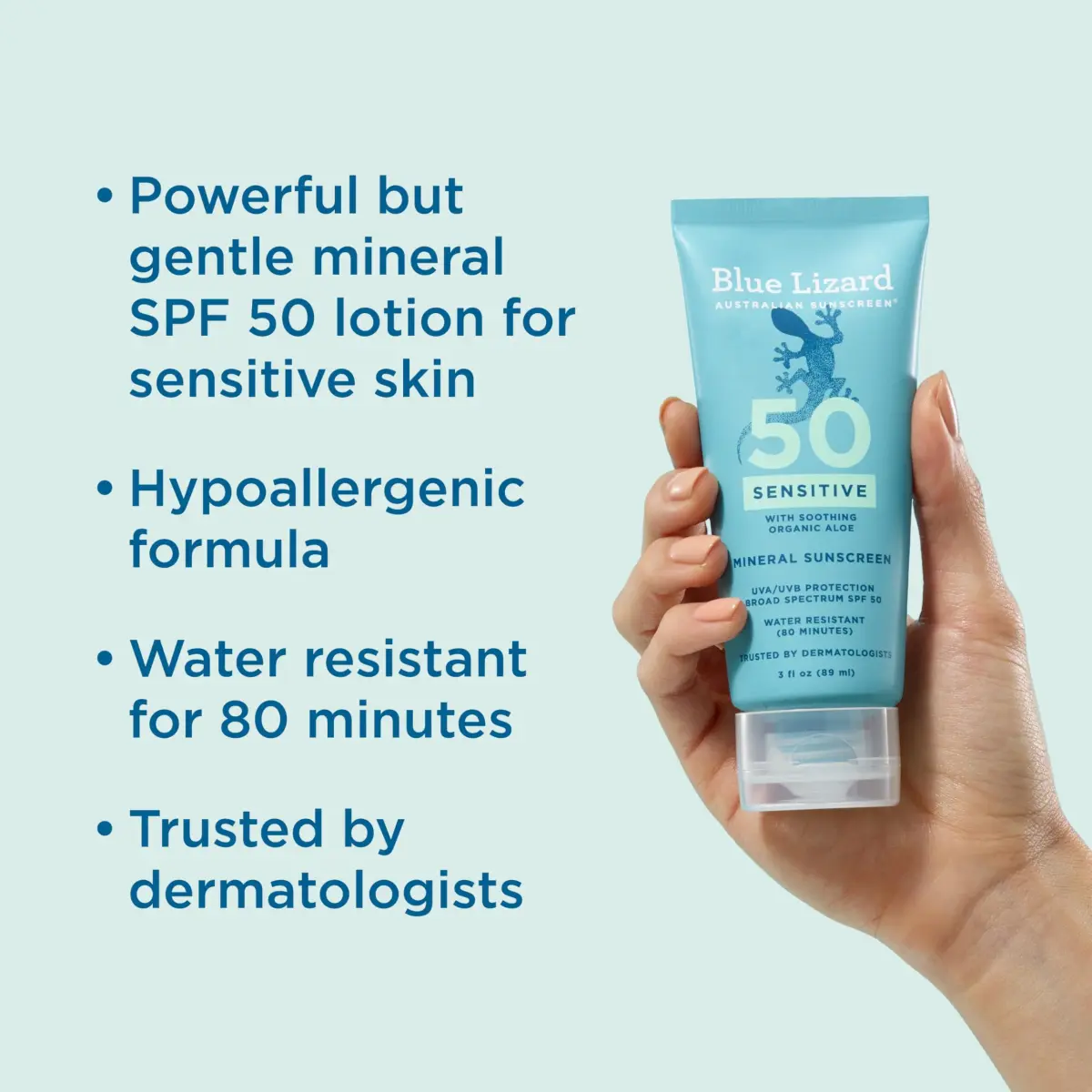 Blue Lizard Sensitive Mineral Sunscreen SPF 50+ 88ml (3 Fl Oz) | Broad Spectrum UVA/UVB Protection - view 2