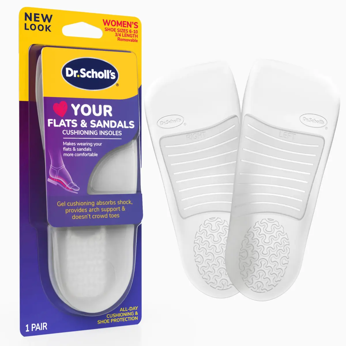 Dr. Scholl's Love Your Flats & Sandals 3/4 Length Insoles for Women, Shoe Size 6-10 (1 Pair) | All-Day Comfort with Arch Support - main product image