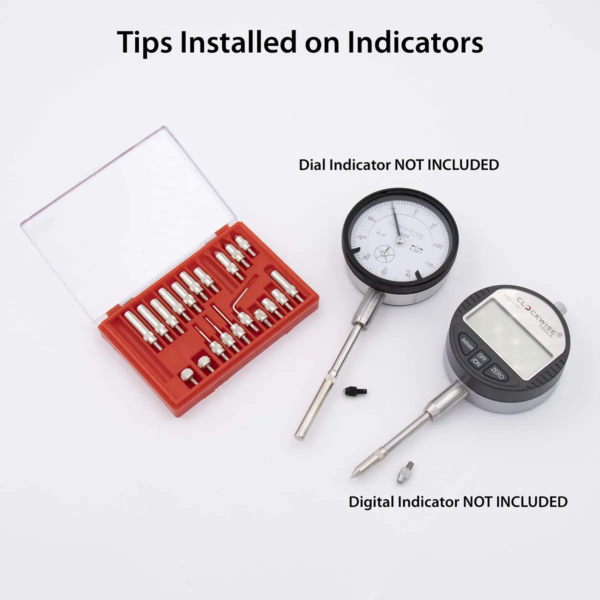 Clockwise Tools Digital Dial Indicators Tip Set, DIPR-01 22 Pieces, UNF 4-48 Threaded | Precision Measurement Tools for Accurate Inspection - view 3