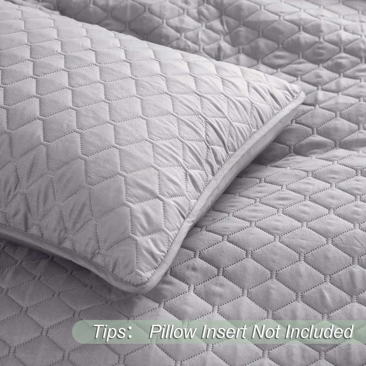 Exclusivo Mezcla Reversible Full Queen Quilt Bedding Set Light Grey | Lightweight Breathable All-Season Bed Coverlet with 2 Shams (220 x 240 cm / 86 x 96 Inch) - view 5
