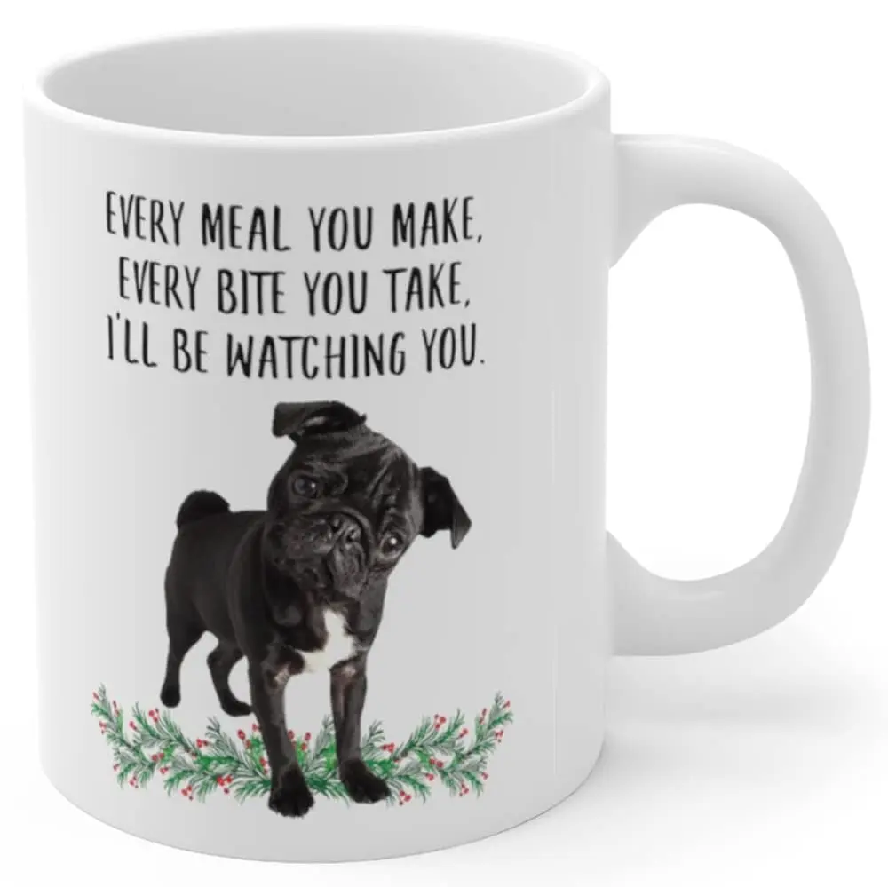 Lovesout Funny Pug Black Gifts For Women Coffee Mug 295ml (10oz) | Printed on Both Sides - main product image