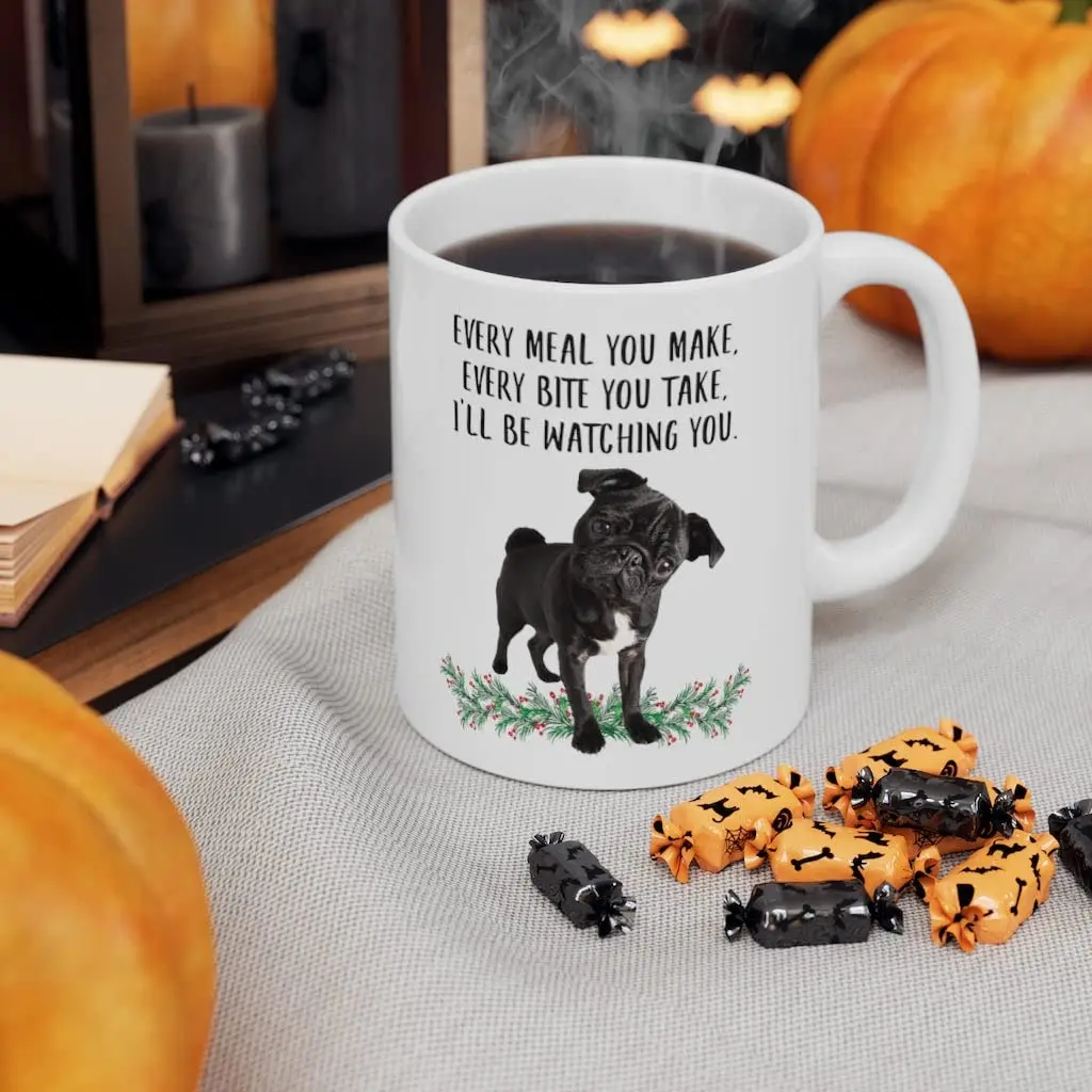Lovesout Funny Pug Black Gifts For Women Coffee Mug 295ml (10oz) | Printed on Both Sides - view 5
