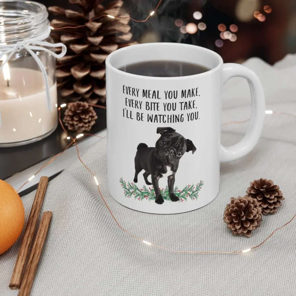 Lovesout Funny Pug Black Gifts For Women Coffee Mug 295ml (10oz) | Printed on Both Sides - view 6