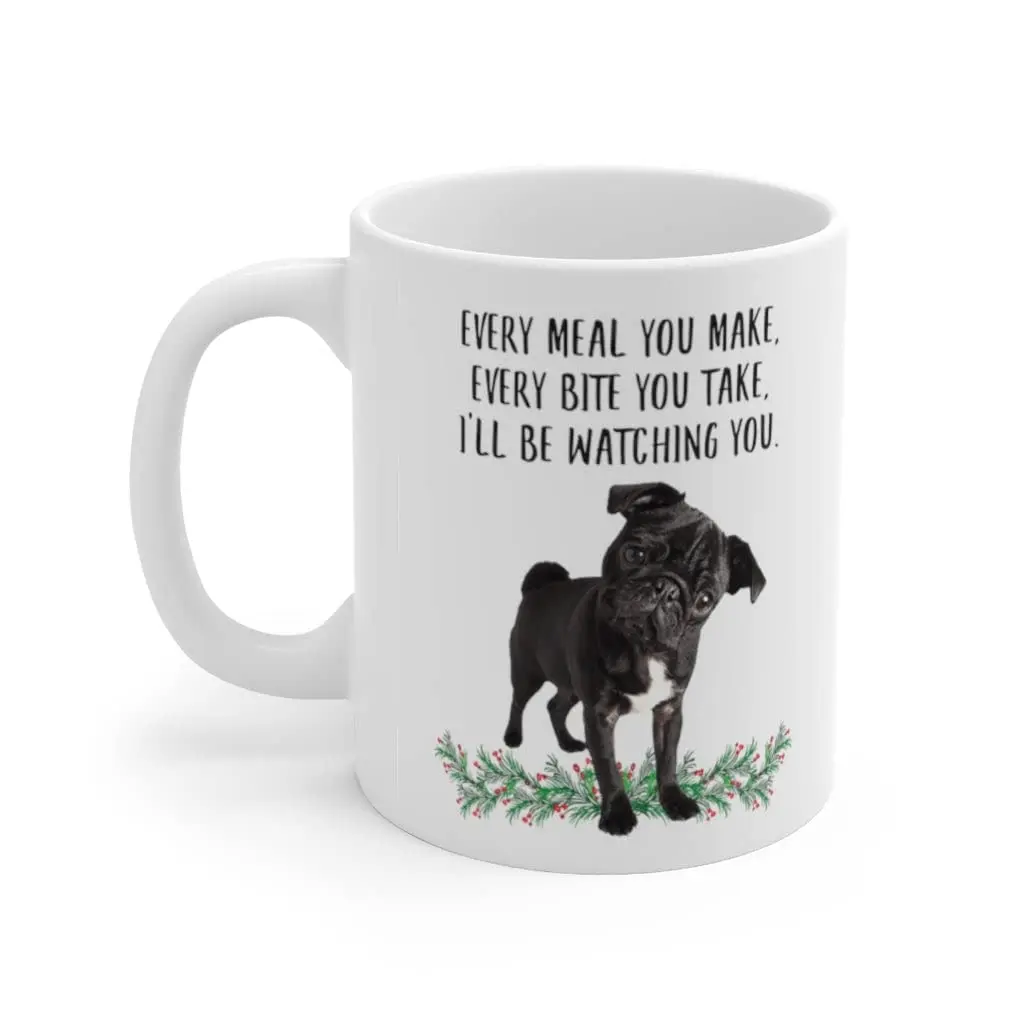 Lovesout Funny Pug Black Gifts For Women Coffee Mug 295ml (10oz) | Printed on Both Sides - view 3