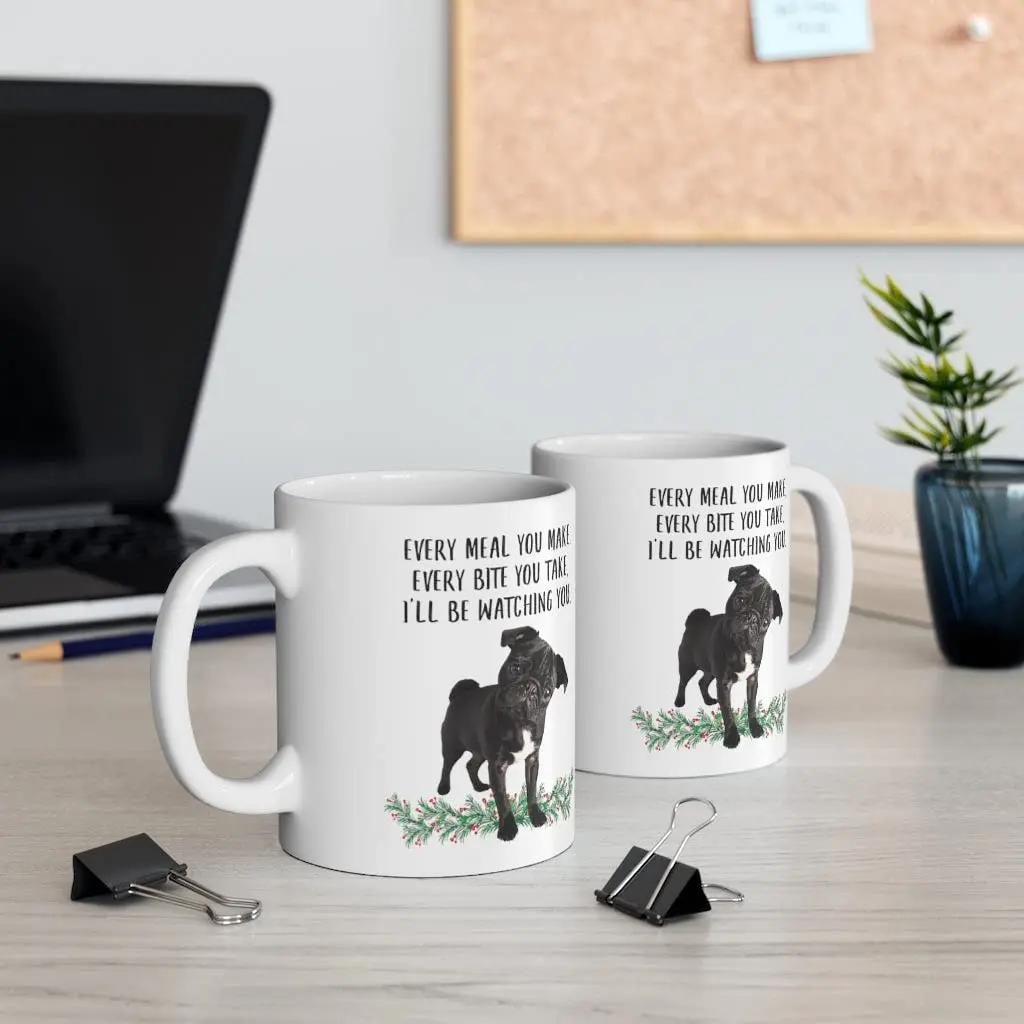 Lovesout Funny Pug Black Gifts For Women Coffee Mug 295ml (10oz) | Printed on Both Sides - view 4