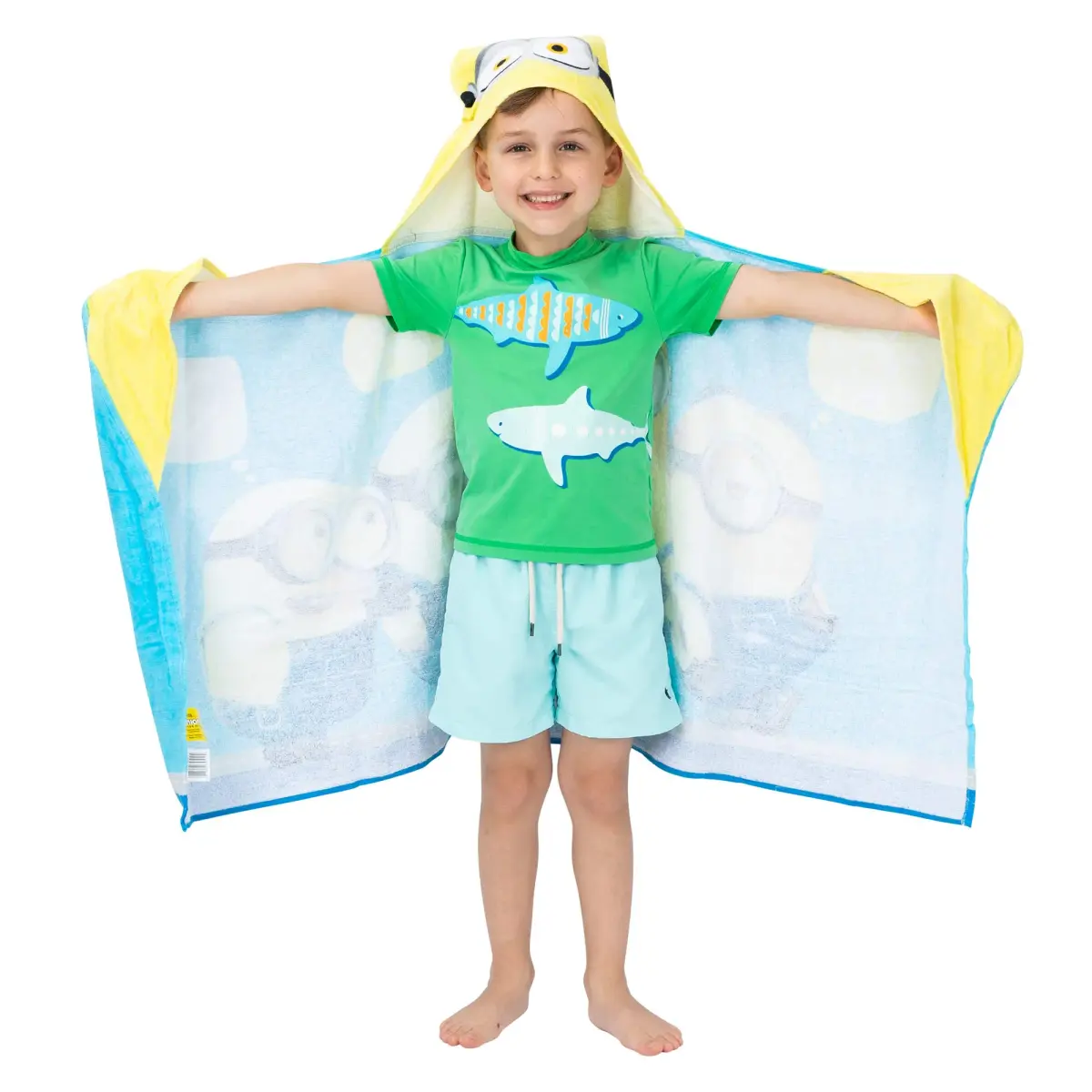 Franco Despicable Me Minions Hooded Towel Wrap 64cm x 127cm | Fun Cartoon Character for Kids - view 2