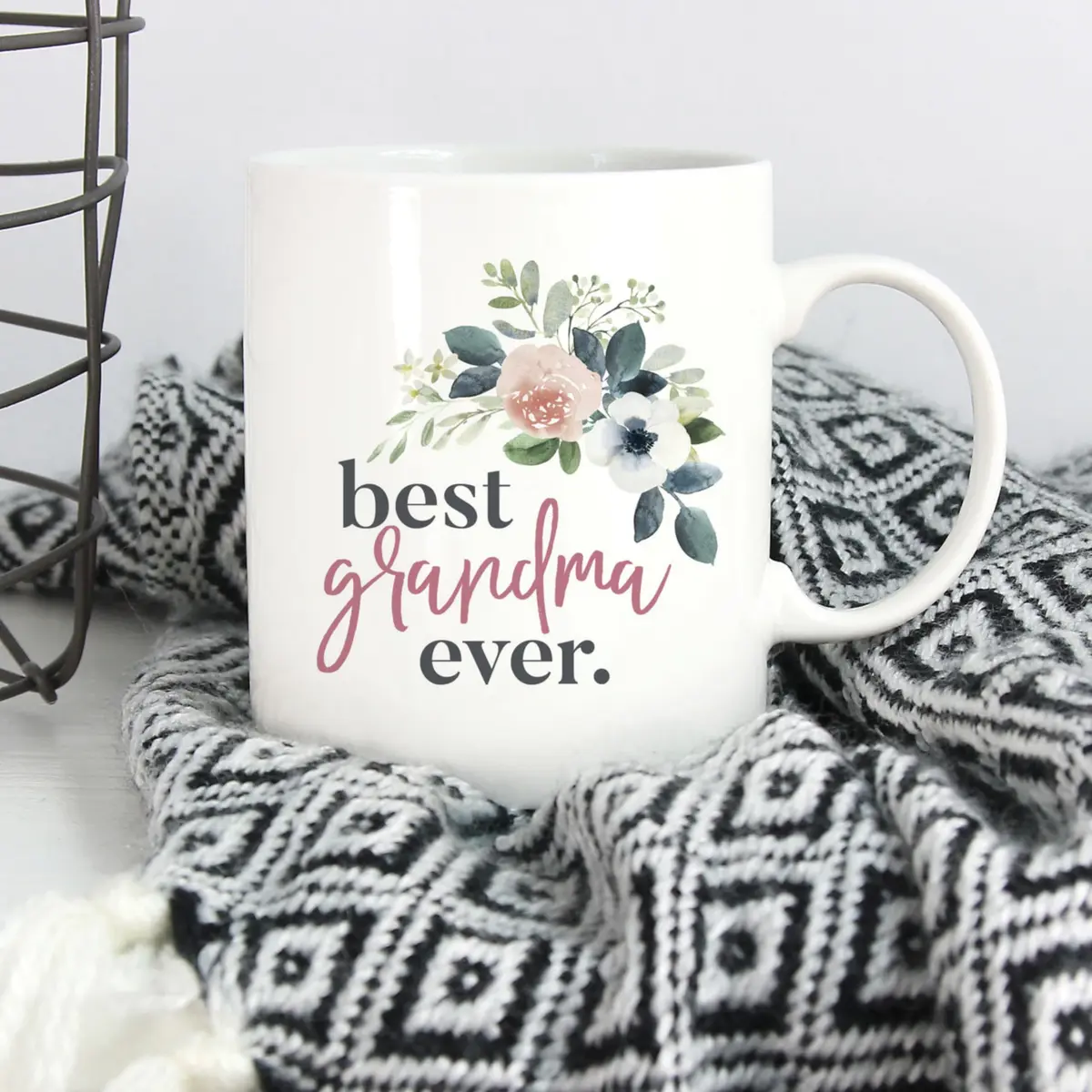P. Graham Dunn Best Grandma Ever Floral Pink 15 oz Porcelain Coffee Mug | Inspirational Gift for Grandma - view 4