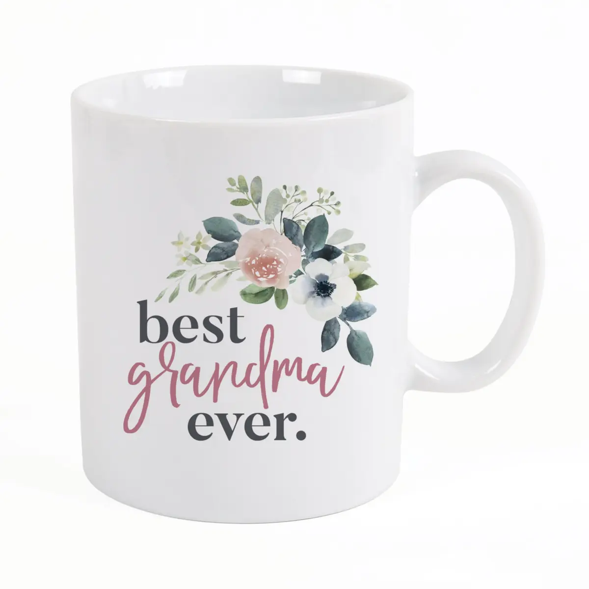 P. Graham Dunn Best Grandma Ever Floral Pink 15 oz Porcelain Coffee Mug | Inspirational Gift for Grandma - main product image