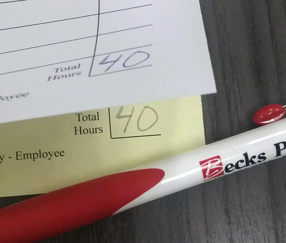 Becks Printing Weekly Time Sheets on 2 Part Carbonless Paper 5.5" x 8.5" | Employee Hours Tracking - view 3