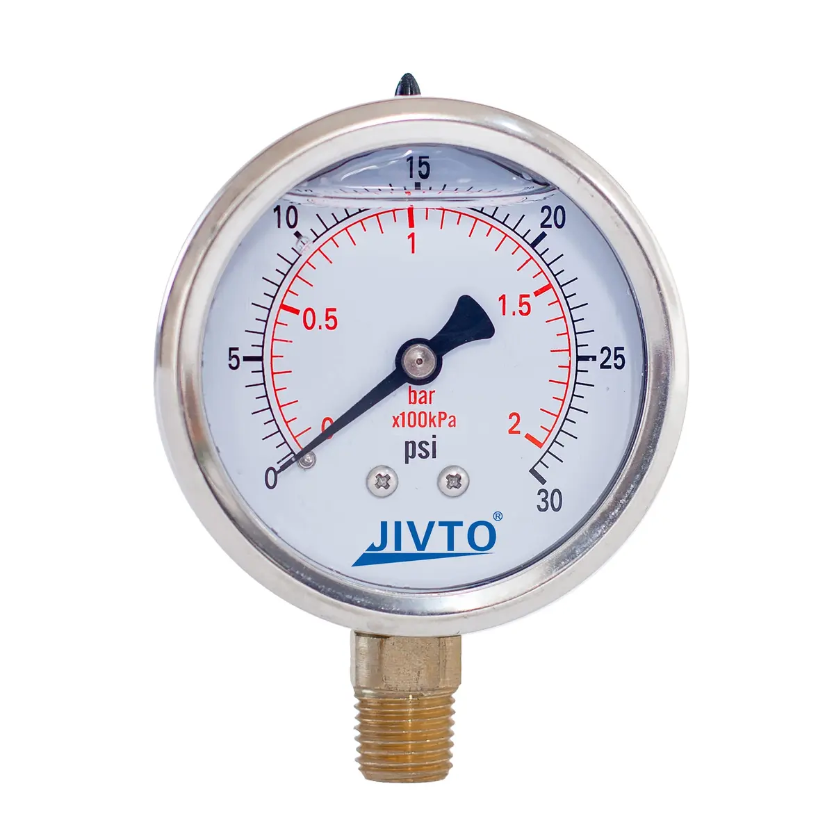 JIVTO Pressure Gauge Glycerin Liquid Filled 2.5" | Precise & Durable for Industrial Use - main product image