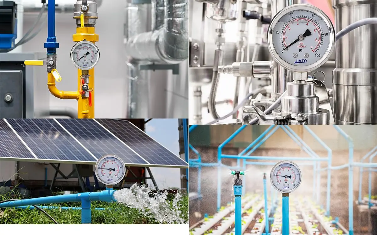 JIVTO Pressure Gauge Glycerin Liquid Filled 2.5" | Precise & Durable for Industrial Use - view 8