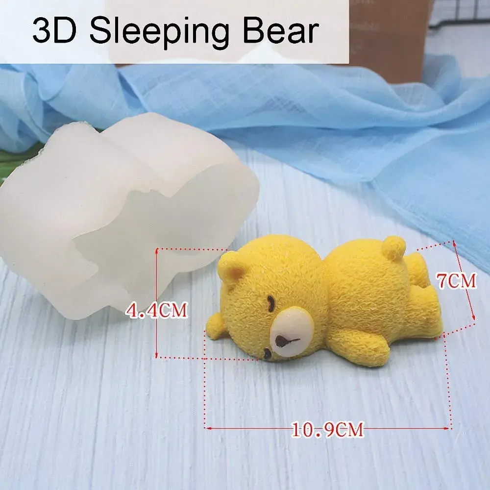 MoldFun 3D Sleeping Bear Silicone Soap & Cake Jello Mold 10.9cm (4.3in) x 7.1cm (2.8in) x 4.3cm (1.7in) | Food-Grade Platinum Silicone for Crafts - view 7