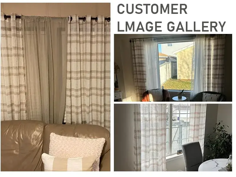 Randall Buffalo Check Semi-Sheer Curtain Panels 241 cm (95") | Farmhouse Style Light Filtering - view 5