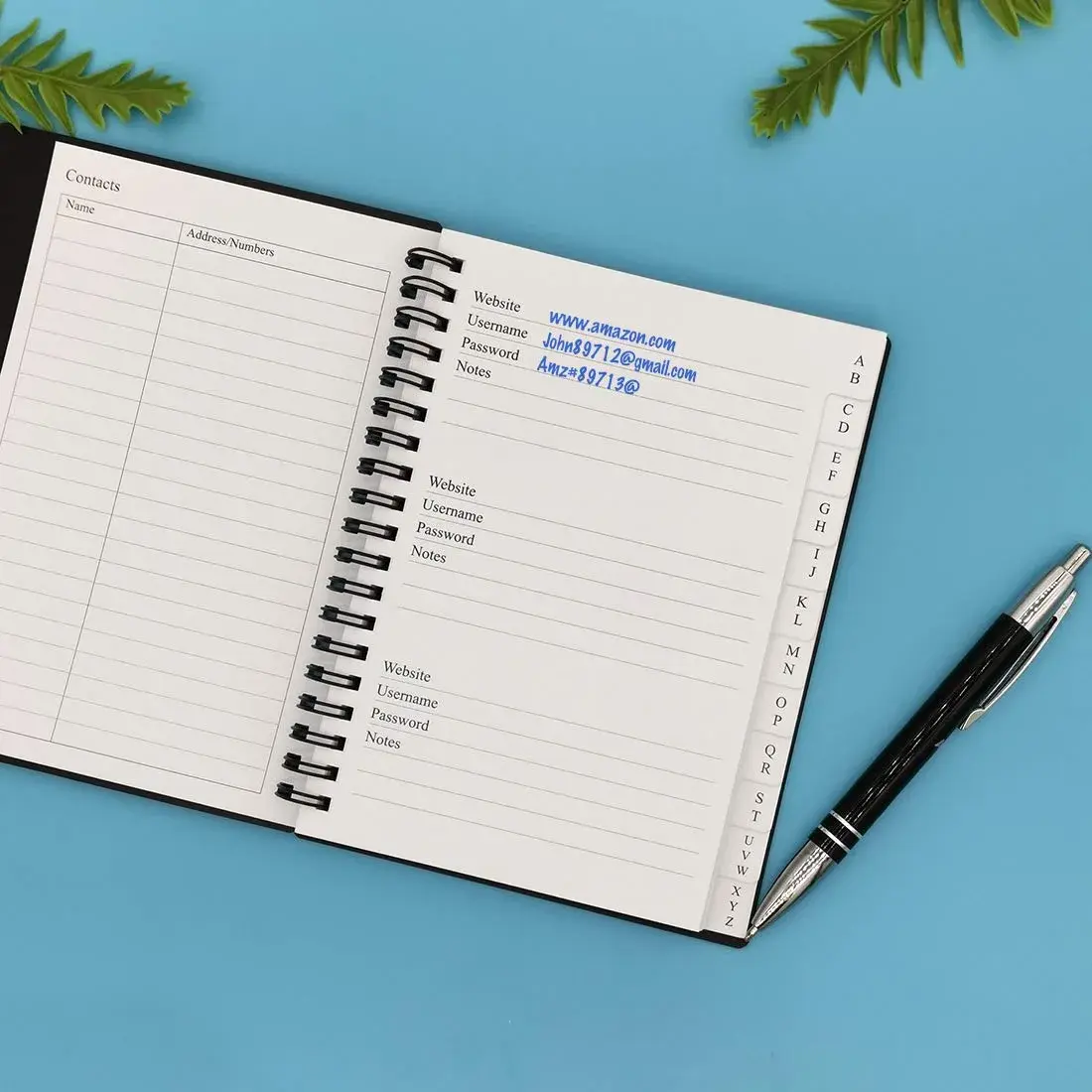 Nokingo Spiral Password Book with Tabs - 5x7 Inch, 132 Pages | Organize Internet Logins - view 3