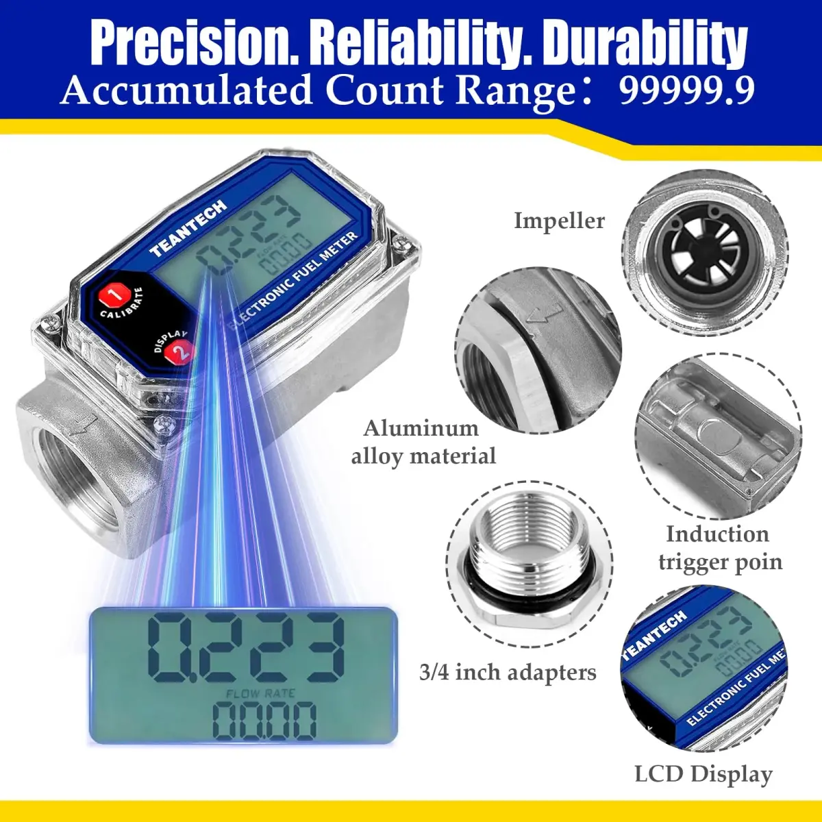 TEANTECH Digital Turbine Flow Meter 1 Inch (25.4mm) | Accurate Flow Measurement for Diesel, Kerosene, Gasoline - view 5