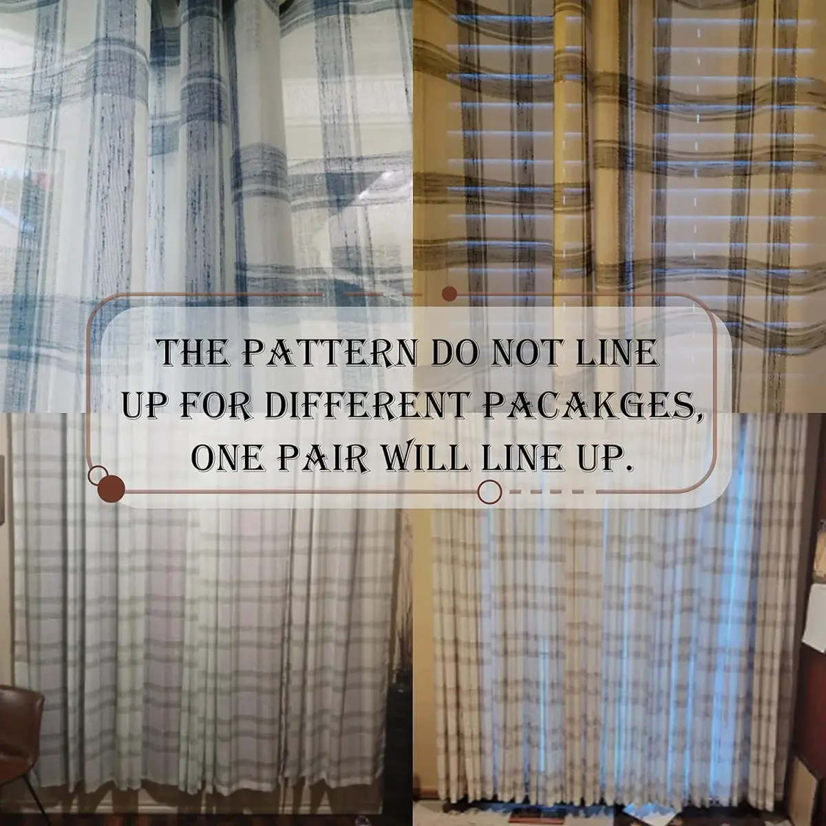 Randall Buffalo Check Semi-Sheer Curtain Panels Black & White 137cm (54") | Farmhouse Style Light Filtering Drapes - view 8