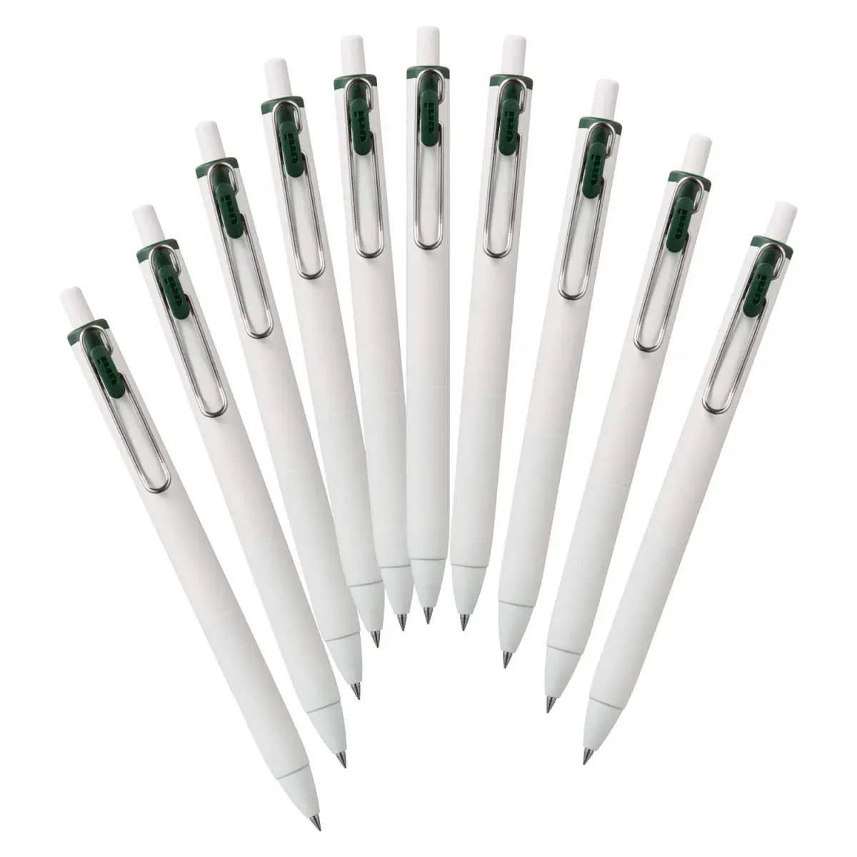 Mitsubishi Pencil Uni-Ball One UMNS38.7 Gel Pens 0.38mm Green Black 10-Pack | Smooth Ink Flow - main product image