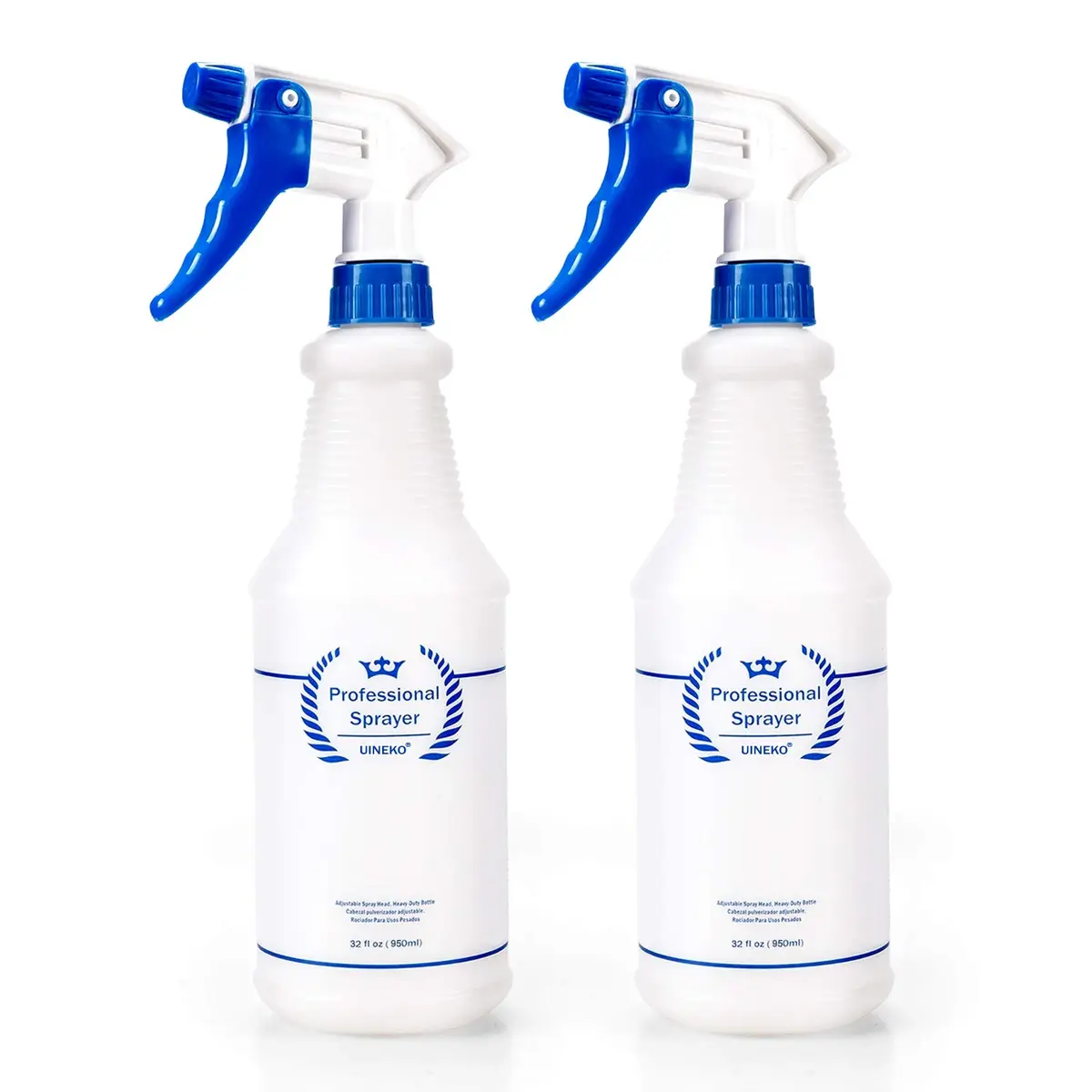 Uineko Plastic Spray Bottles 2 Pack, 32 Oz | Heavy Duty, Leak-Proof, Adjustable Nozzle - main product image