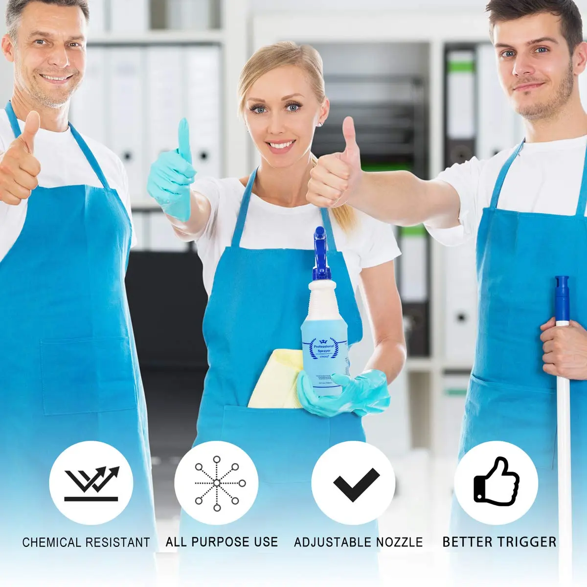 Uineko Plastic Spray Bottles 2 Pack, 32 Oz | Heavy Duty, Leak-Proof, Adjustable Nozzle - view 5