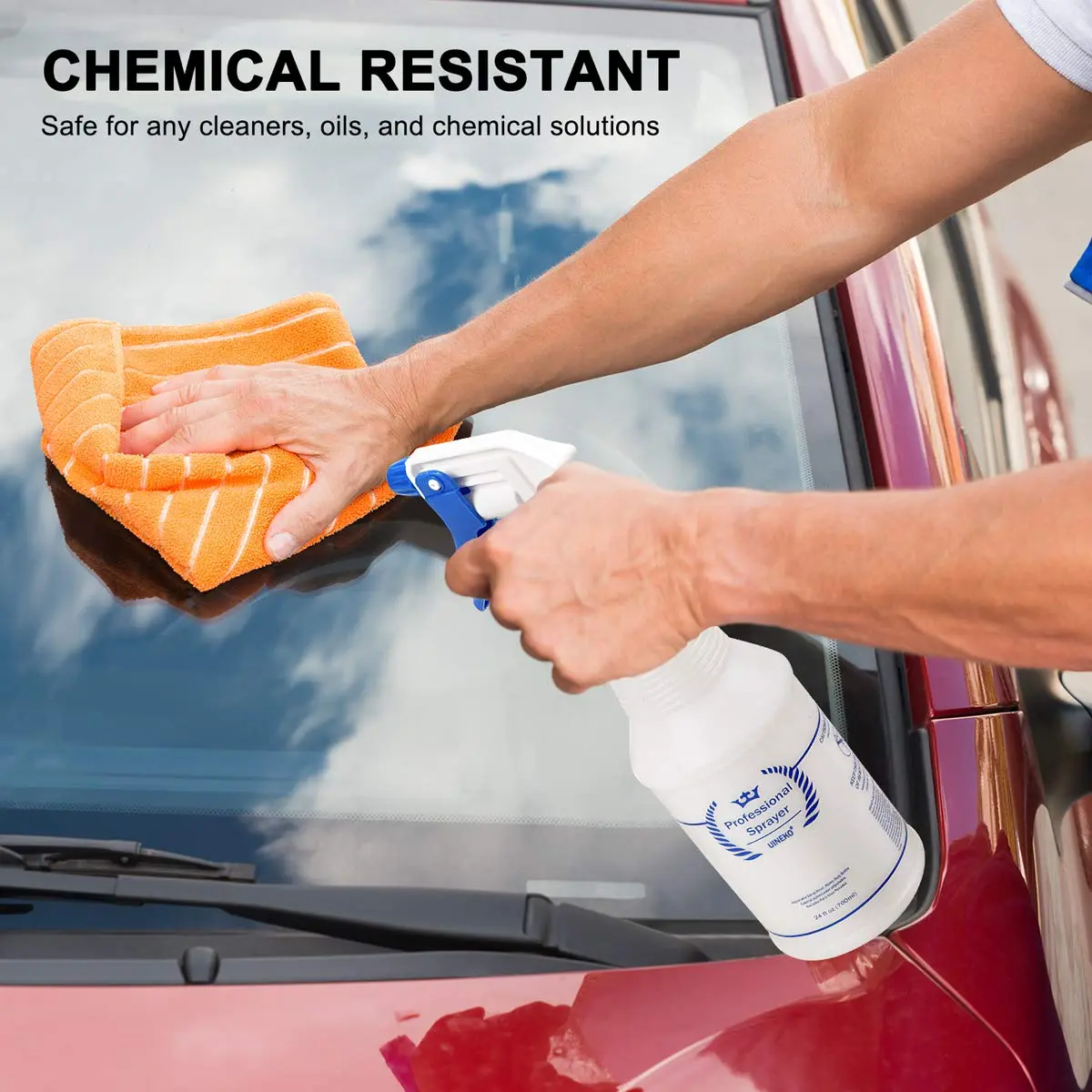 Uineko Plastic Spray Bottles 2 Pack, 32 Oz | Heavy Duty, Leak-Proof, Adjustable Nozzle - view 6