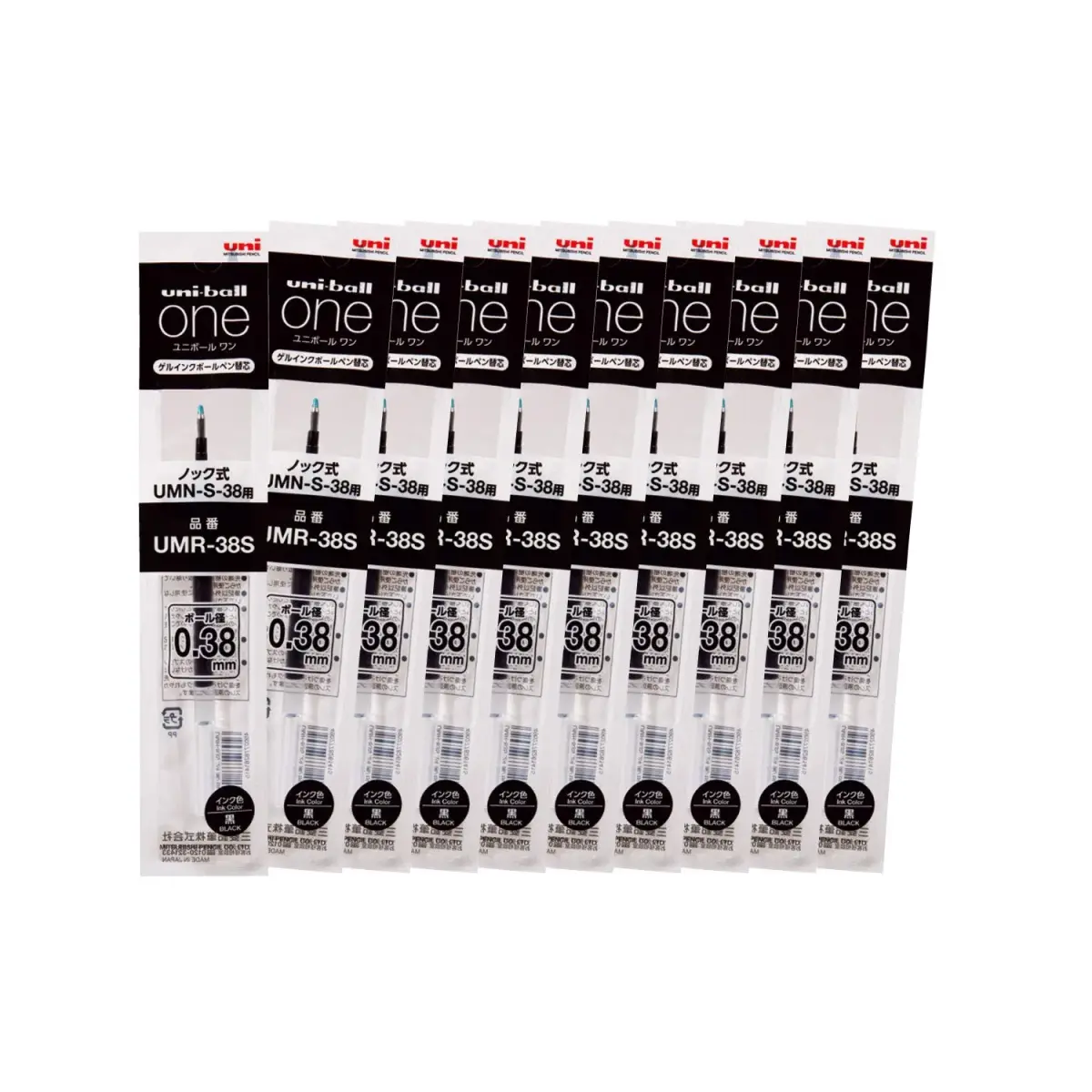 Mitsubishi Pencil Uni-Ball One Gel Pen Refill 0.38mm Black 10-Pack | Darker Ink for Memorable Notes - main product image