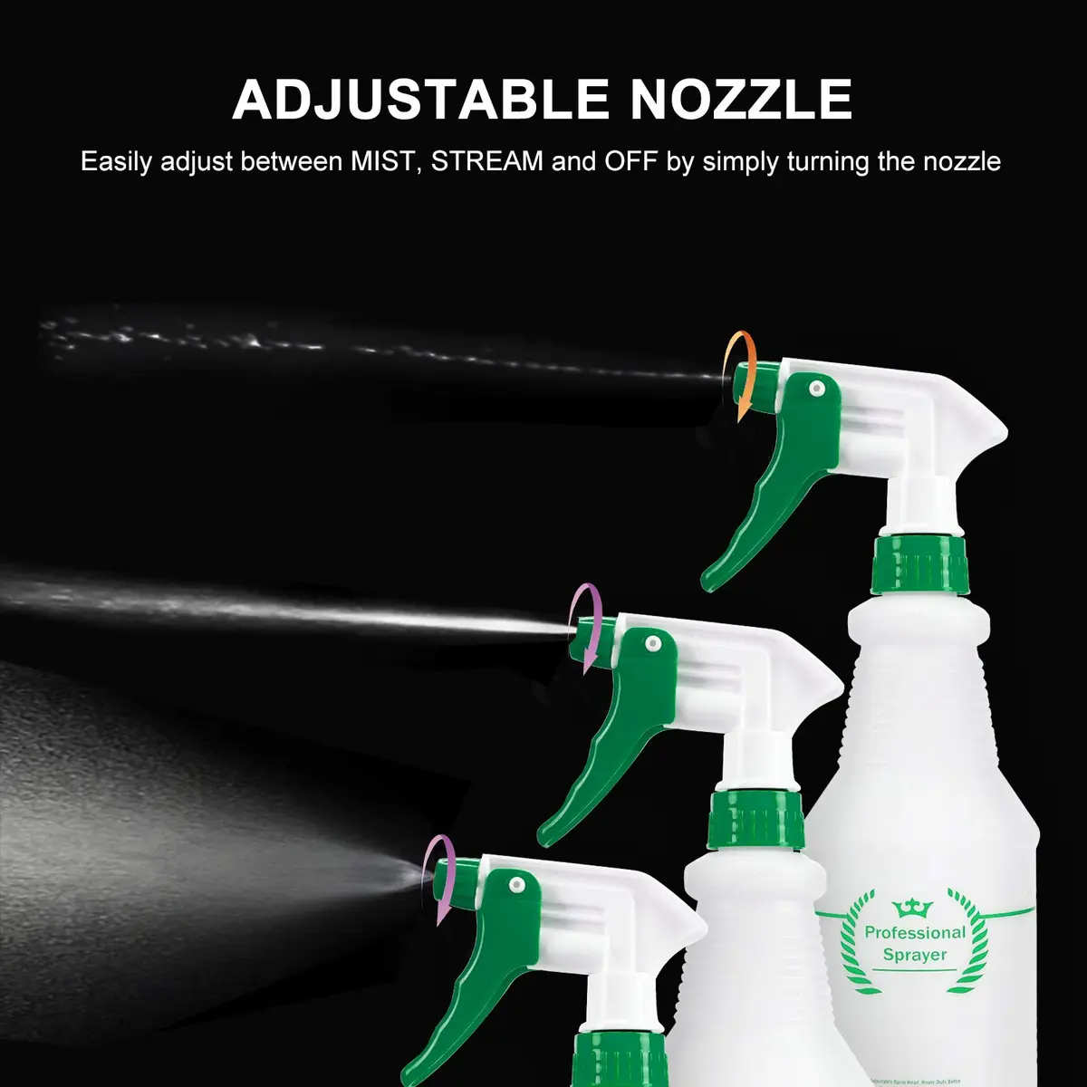 Uineko Heavy Duty Plastic Spray Bottles 2 Pack, 32 Oz | Adjustable Nozzle, Leak-Proof, Chemical Resistant, for Home & Garden - view 5