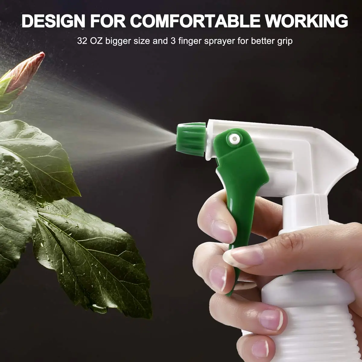 Uineko Heavy Duty Plastic Spray Bottles 2 Pack, 32 Oz | Adjustable Nozzle, Leak-Proof, Chemical Resistant, for Home & Garden - view 6