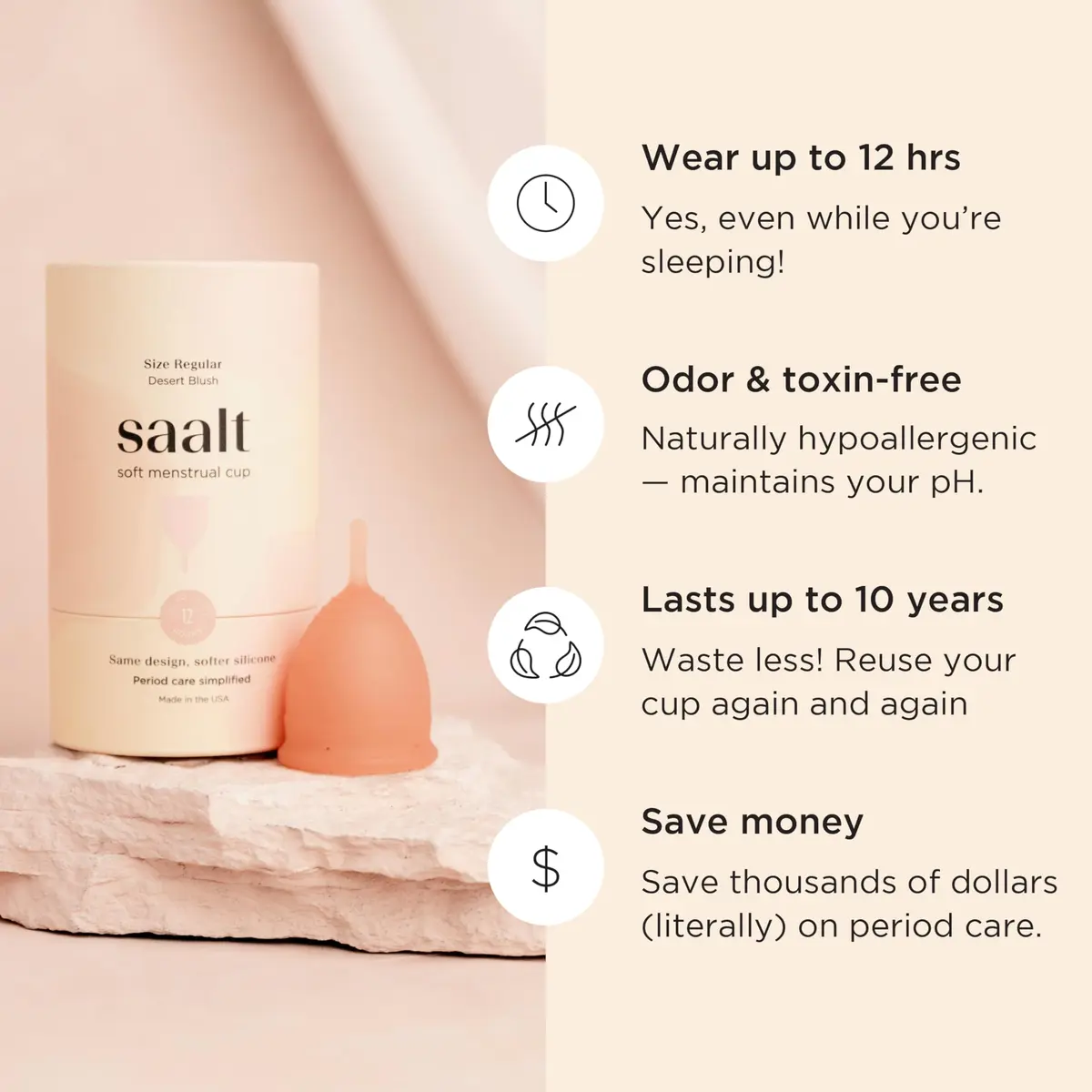 Saalt Menstrual Cup Small | Leak-Free Comfort for Women & Beginners (en_US) - view 4