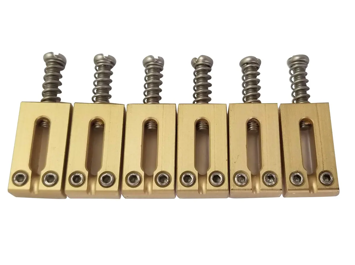 Long Beach Music Guitar Bridge Saddles Solid Brass 10.80mm for Fender Stratocaster | Precise, Durable, Resonant - main product image