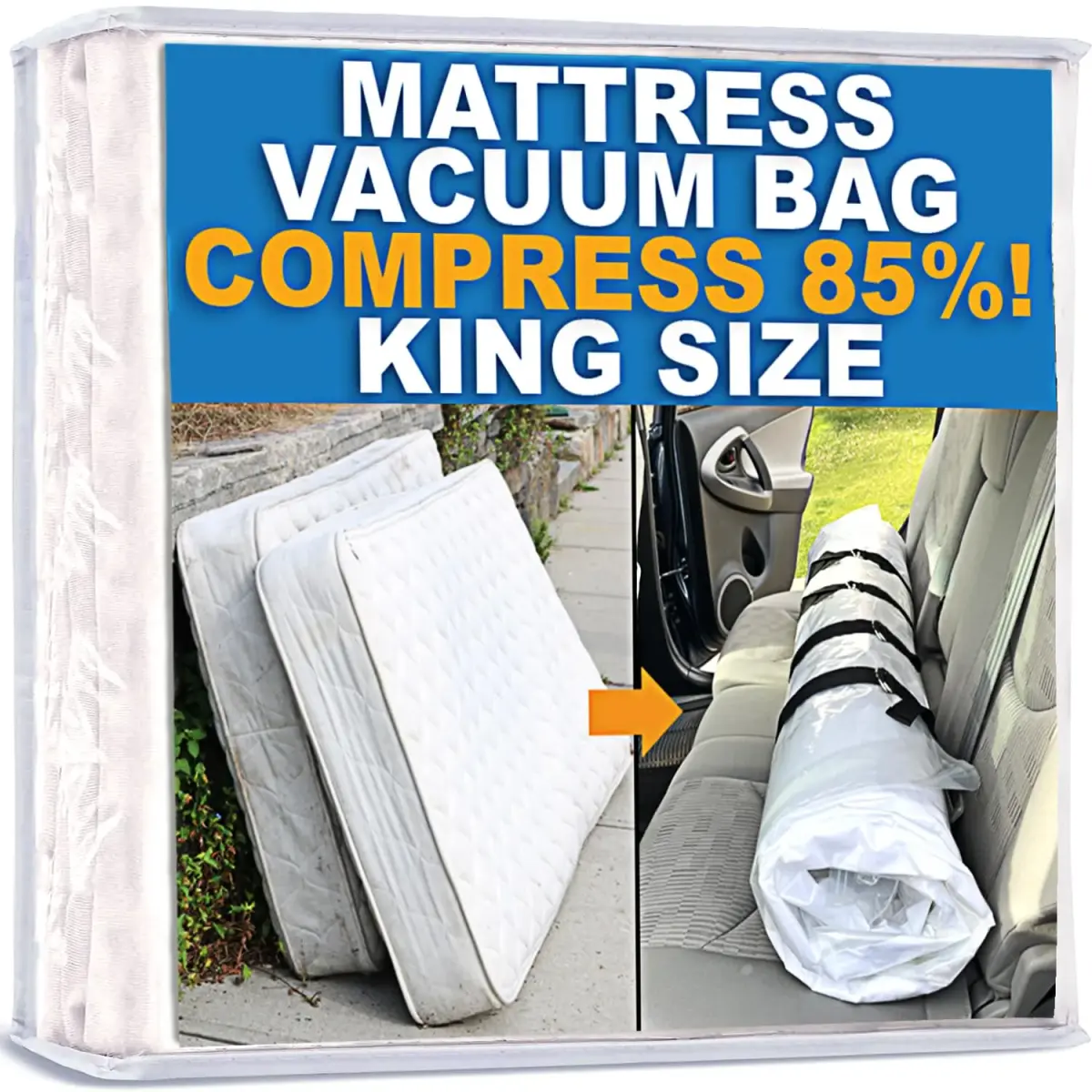 Homie King Size Vacuum Mattress Bag | Compresses Mattresses for Moving & Storage - main product image