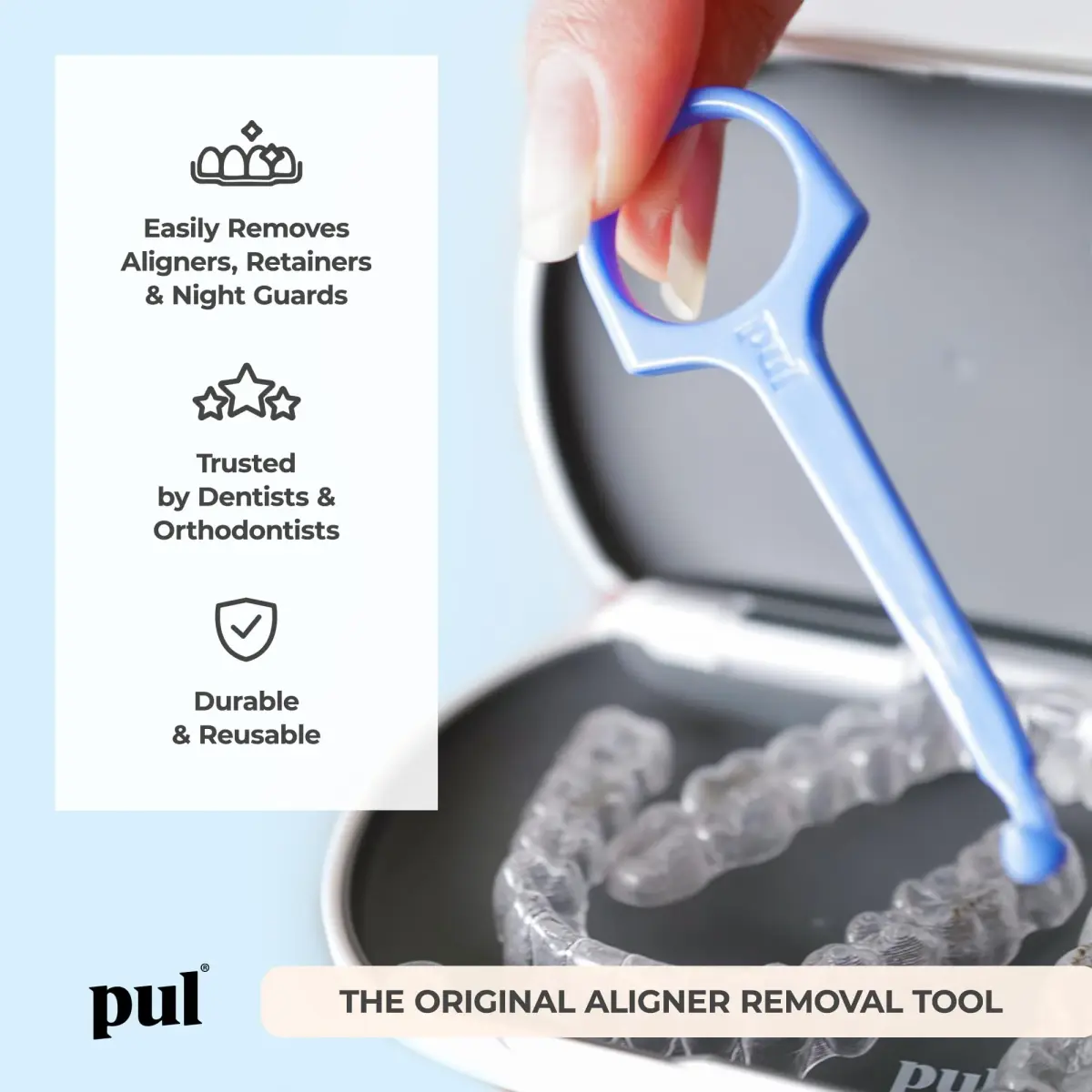 Pultool Aligner Removal Tool 3-Pack (Blue) | Easy & Hygienic Orthodontic Accessory - view 2