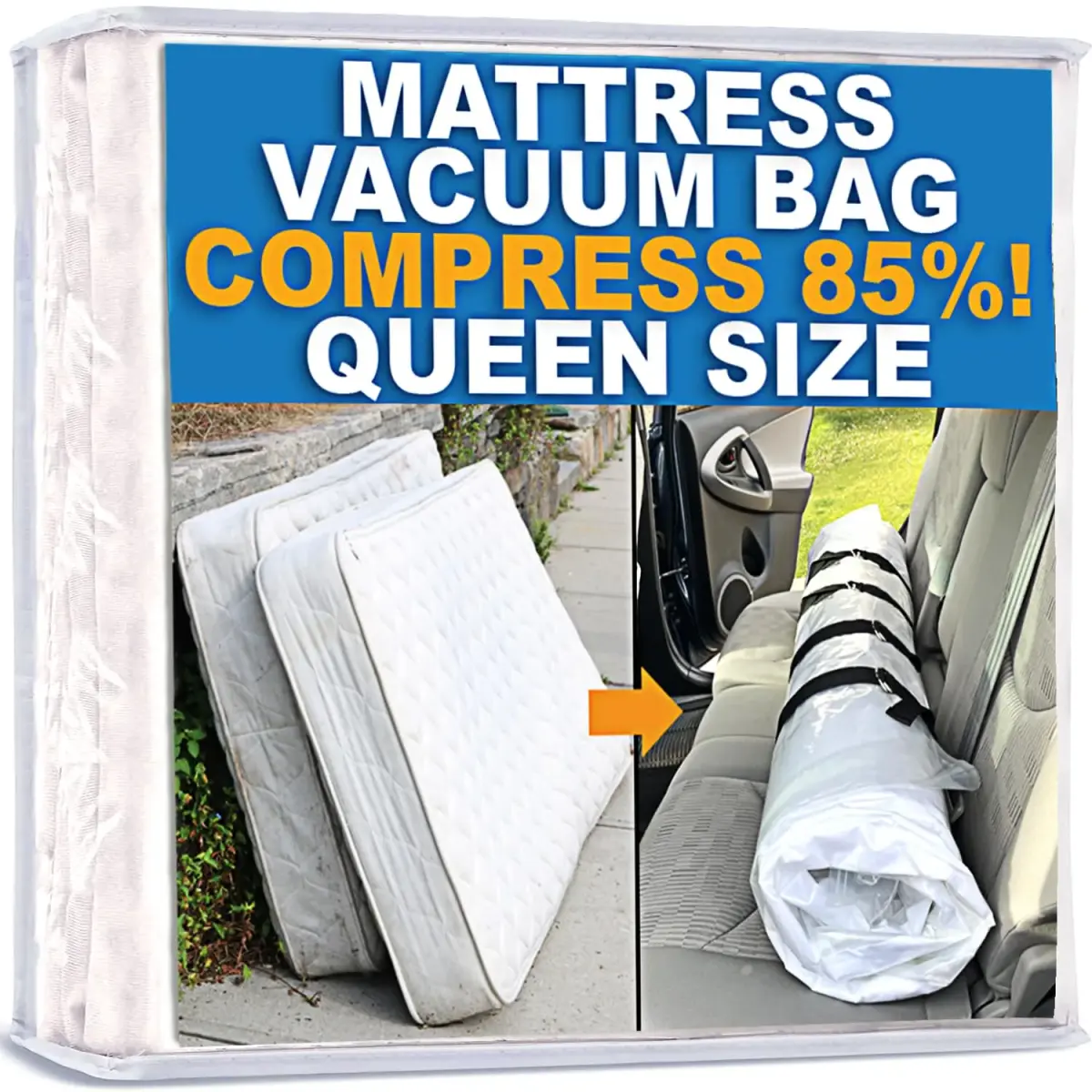 Homie Mattress Vacuum Bag for Moving, Vacuum Seal Mattress Bag Queen/Full/Full-XL | Reusable Compression Storage - main product image