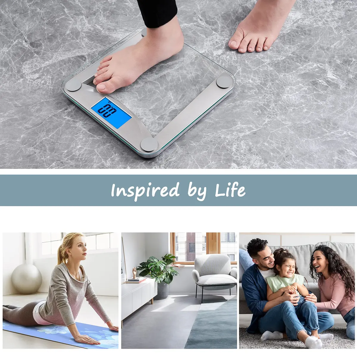 Vitafit Digital Bathroom Scale 11x11 in | 0.1lb Accuracy, 400lb Capacity, Tempered Glass - view 5