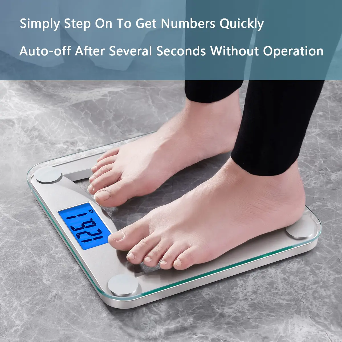 Vitafit Digital Bathroom Scale 11x11 in | 0.1lb Accuracy, 400lb Capacity, Tempered Glass - view 7