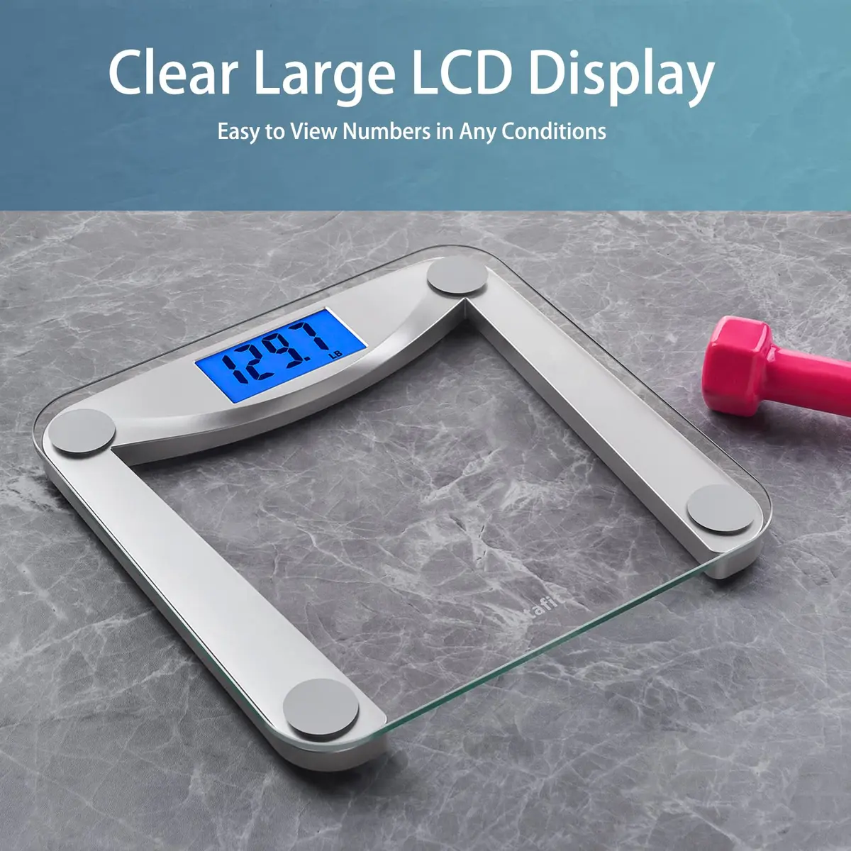 Vitafit Digital Bathroom Scale 11x11 in | 0.1lb Accuracy, 400lb Capacity, Tempered Glass - view 3