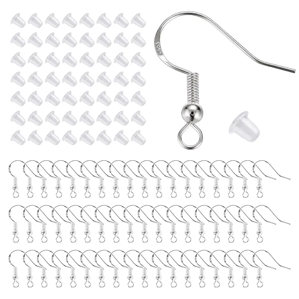 Lhedon 925 Sterling Silver Earring Hooks Hypoallergenic 200 PCS | DIY Jewelry - main product image