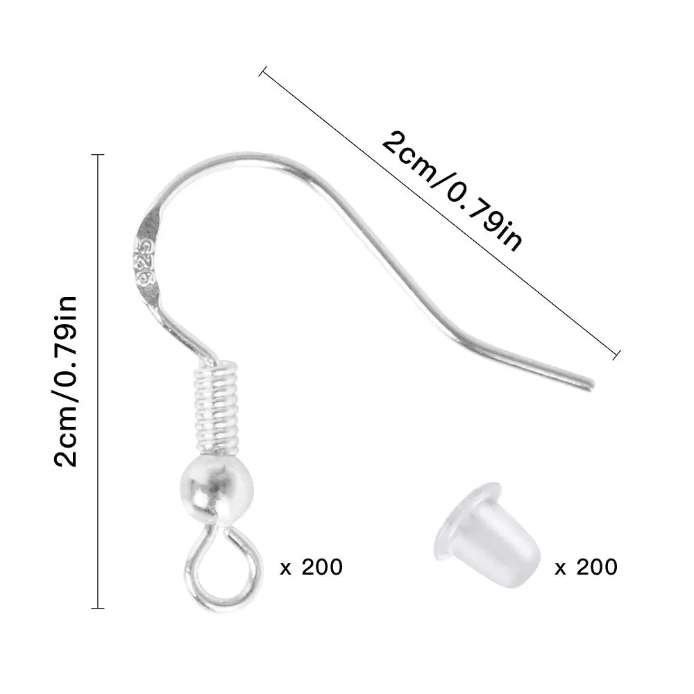 Lhedon 925 Sterling Silver Earring Hooks Hypoallergenic 200 PCS | DIY Jewelry - view 6