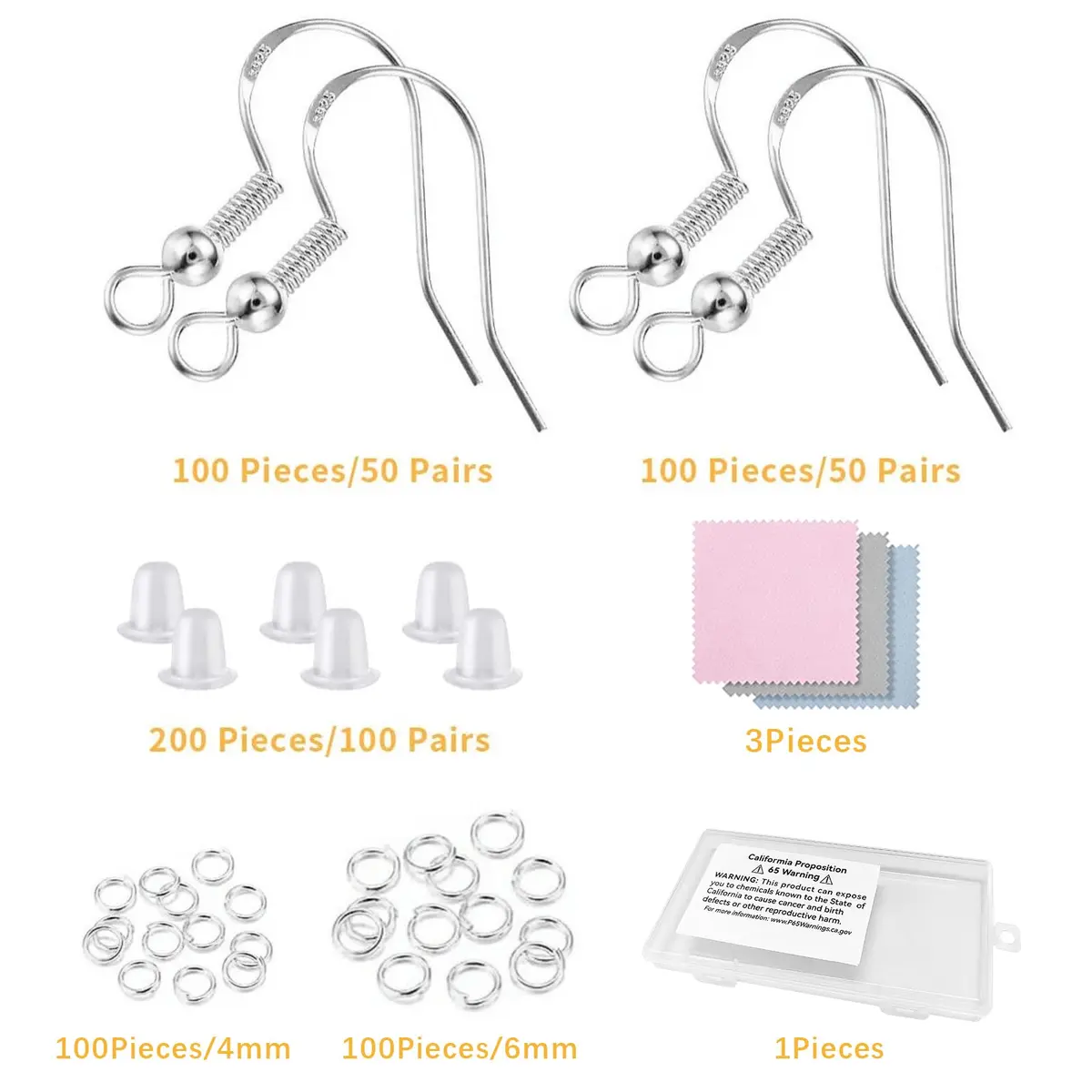 Lhedon 925 Sterling Silver Earring Hooks Hypoallergenic 200 PCS | DIY Jewelry - view 2