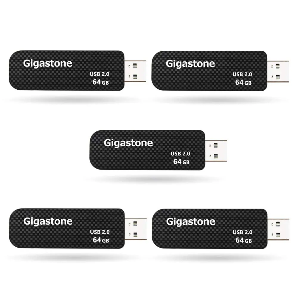 Gigastone V30 64GB USB 2.0 Flash Drive 5-Pack | Retractable, Durable & Reliable Performance - main product image