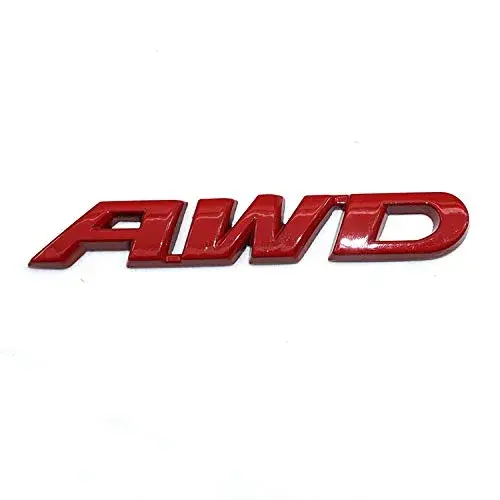 EmbRoom AWD Emblem, 3D Metal Tailgate Side Sticker Badge Replacement For 4x4 All Wheel Drive SUV Off Road (Red) 8.9cm (3.5in) - main product image