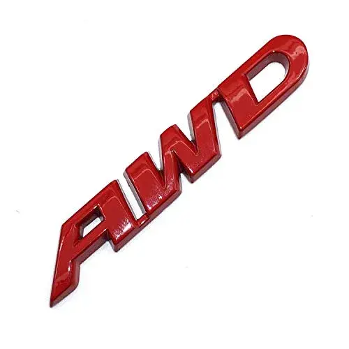 EmbRoom AWD Emblem, 3D Metal Tailgate Side Sticker Badge Replacement For 4x4 All Wheel Drive SUV Off Road (Red) 8.9cm (3.5in) - view 2